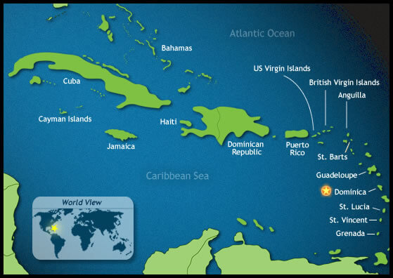 dominica caribbean map
